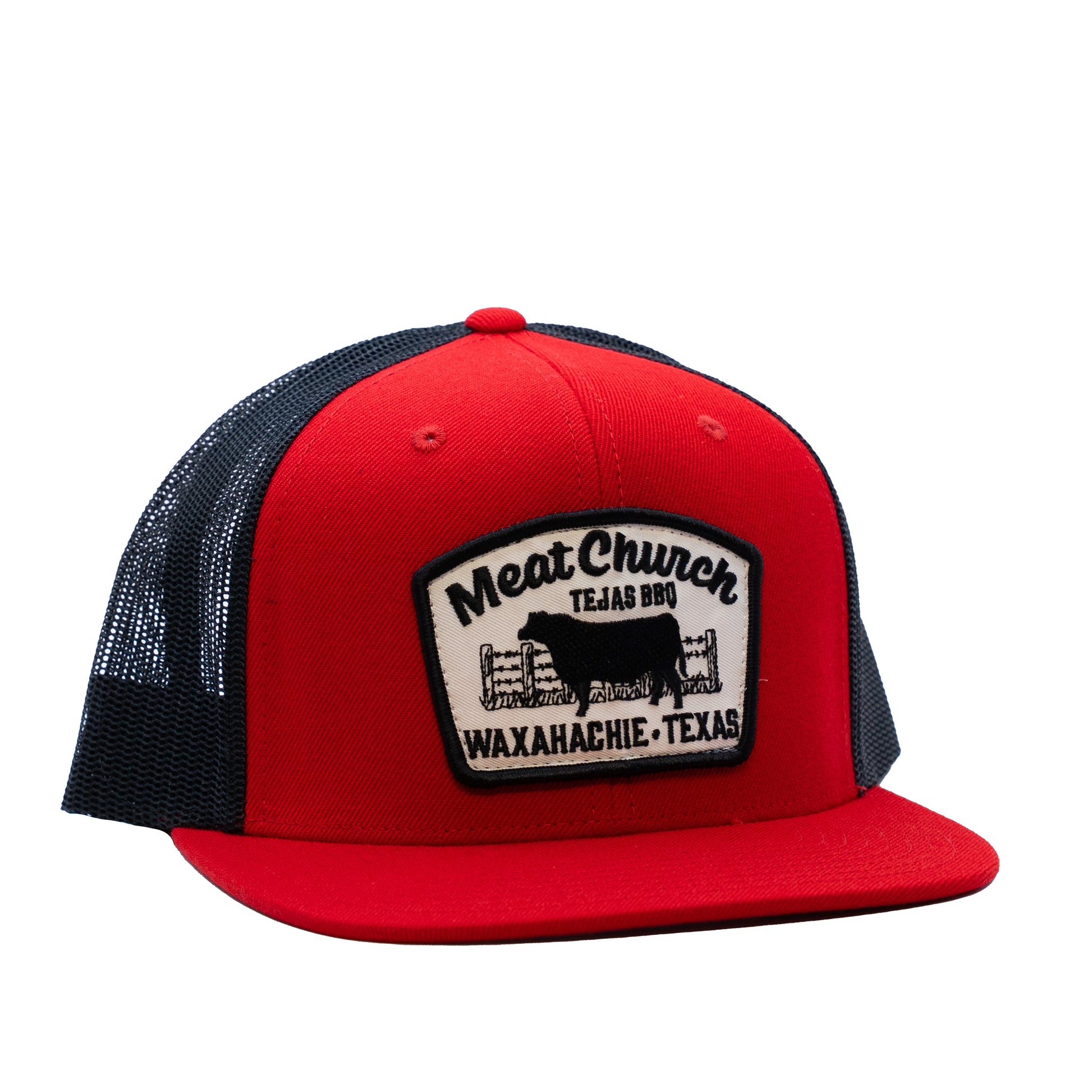 tejas-bbq-patch-hat-red-black-j4 RedMCwCowFlatBill.jpg
